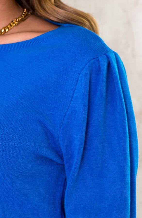Knitted Trui Met Pofmouwen Kobalt – shoparchief, foto 5