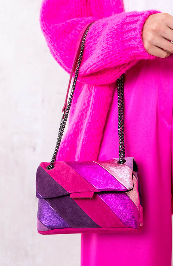 Leather Rainbow Chain Bag Small Fuchsia – shoparchief, foto 3