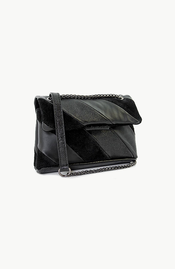 Leather Rainbow Chain Bag Small Zwart – shoparchief