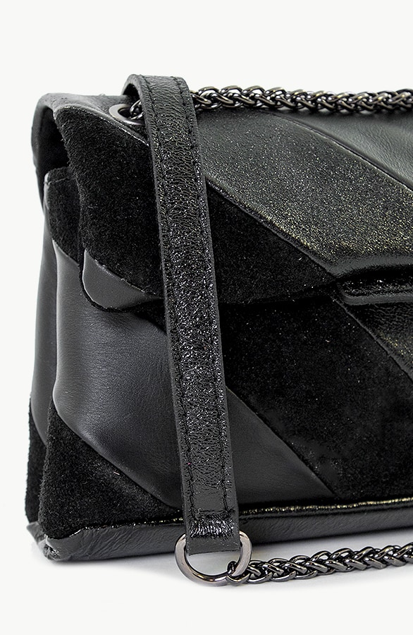 Leather Rainbow Chain Bag Small Zwart – shoparchief, foto 2