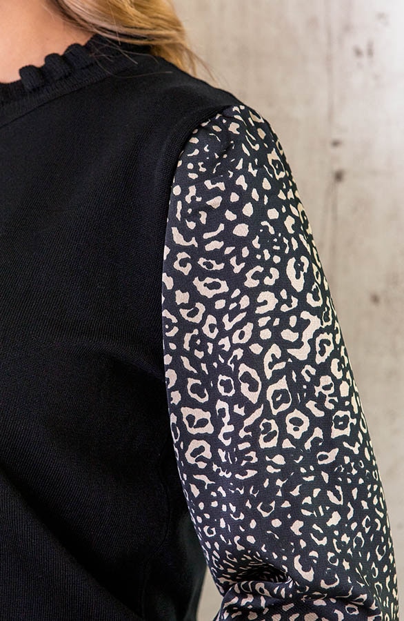 Long Sleeve Panter Top Zwart – shoparchief, foto 5