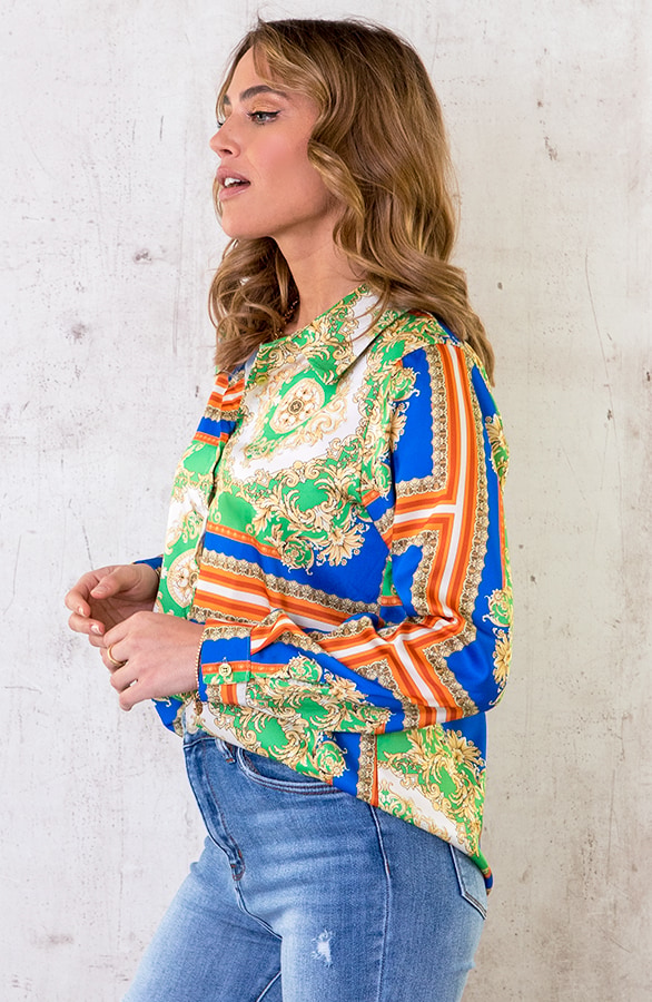 Luxury Print Blouse Bright Green – shoparchief, foto 3