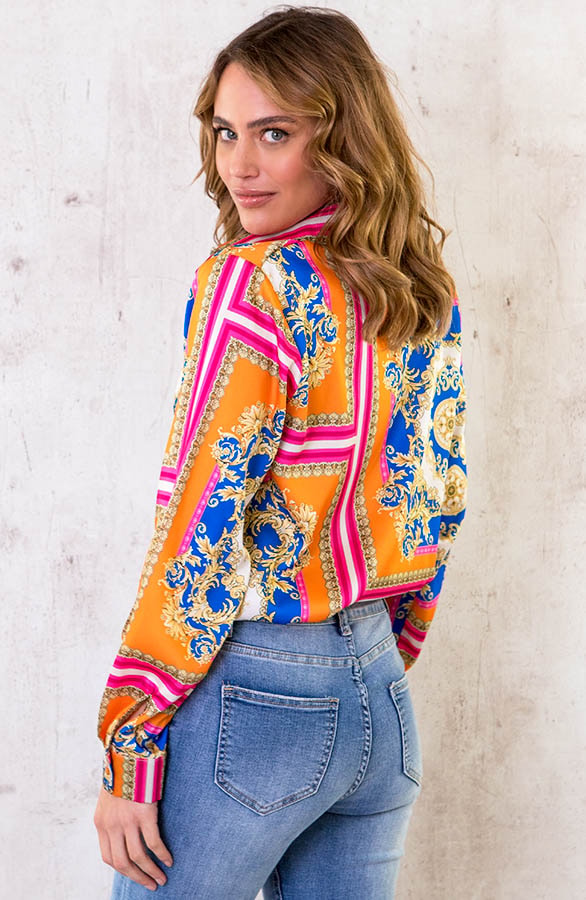Luxury Print Blouse Bright Kobalt – shoparchief, foto 4