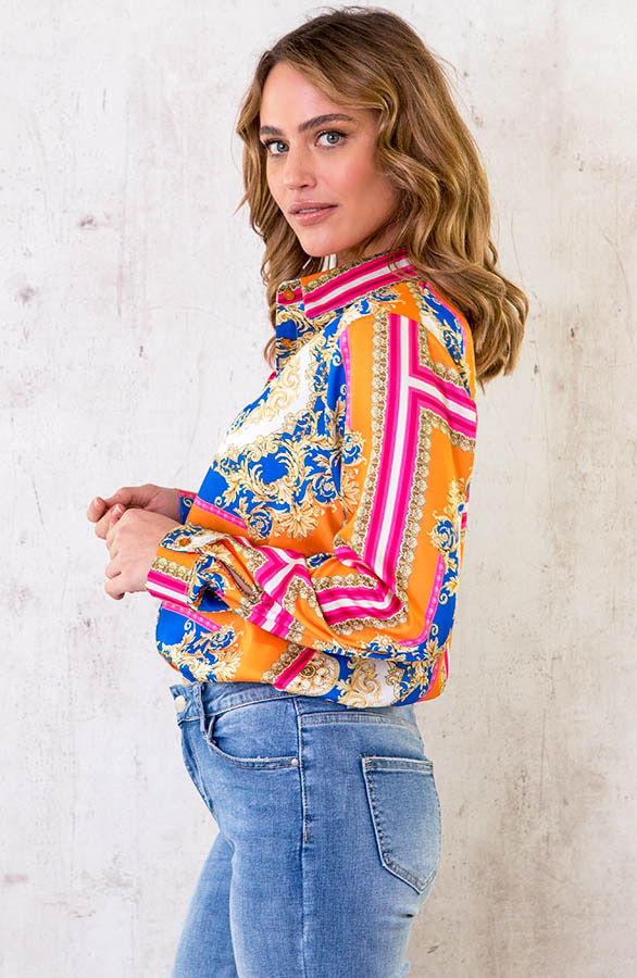 Luxury Print Blouse Bright Kobalt – shoparchief, foto 3