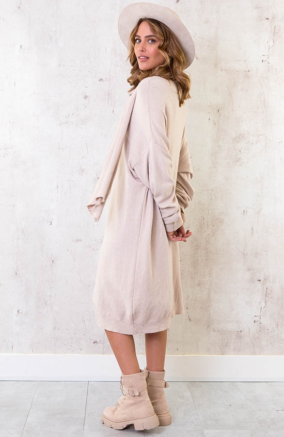 Oversized Comfy Jurk Beige – shoparchief, foto 4