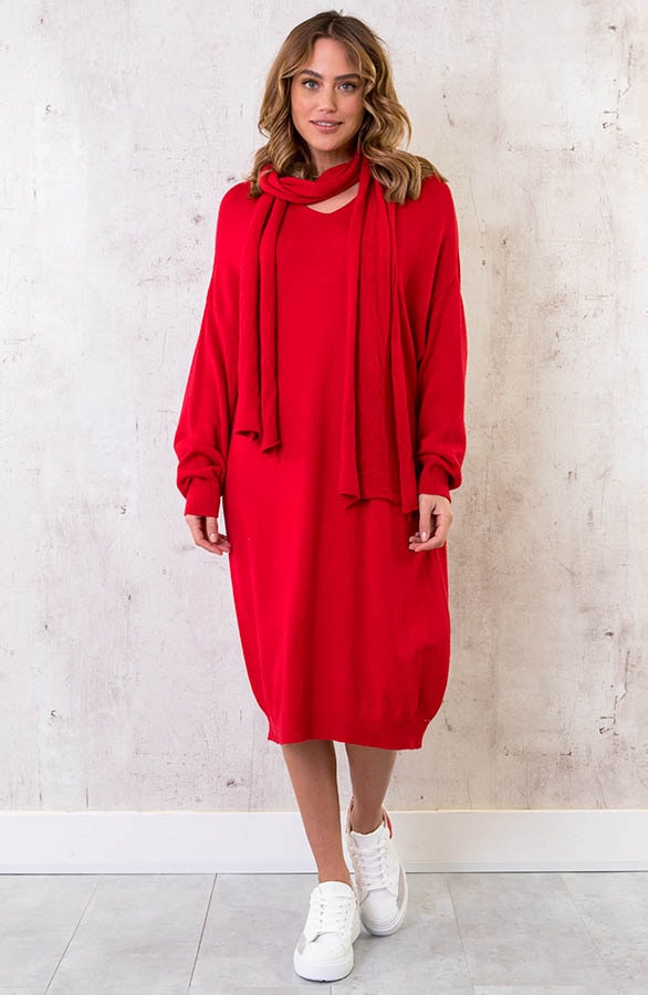 Oversized Comfy Jurk Rood – shoparchief