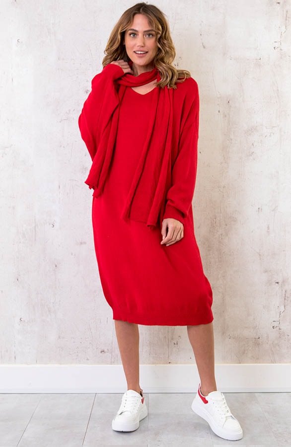 Oversized Comfy Jurk Rood – shoparchief, foto 2