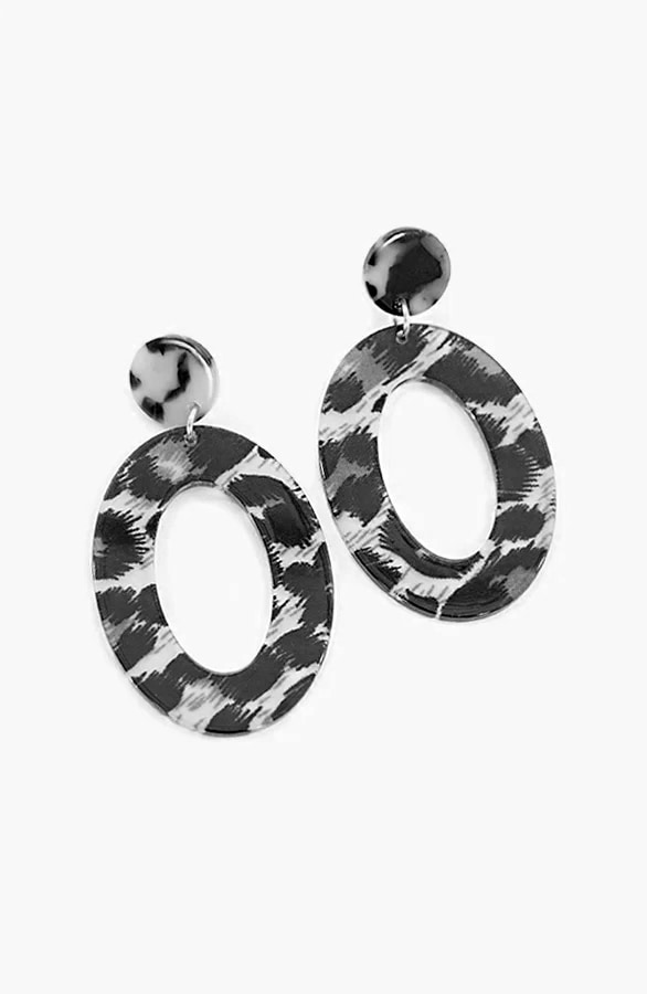 Oval Leopard Oorbellen Zwart – shoparchief