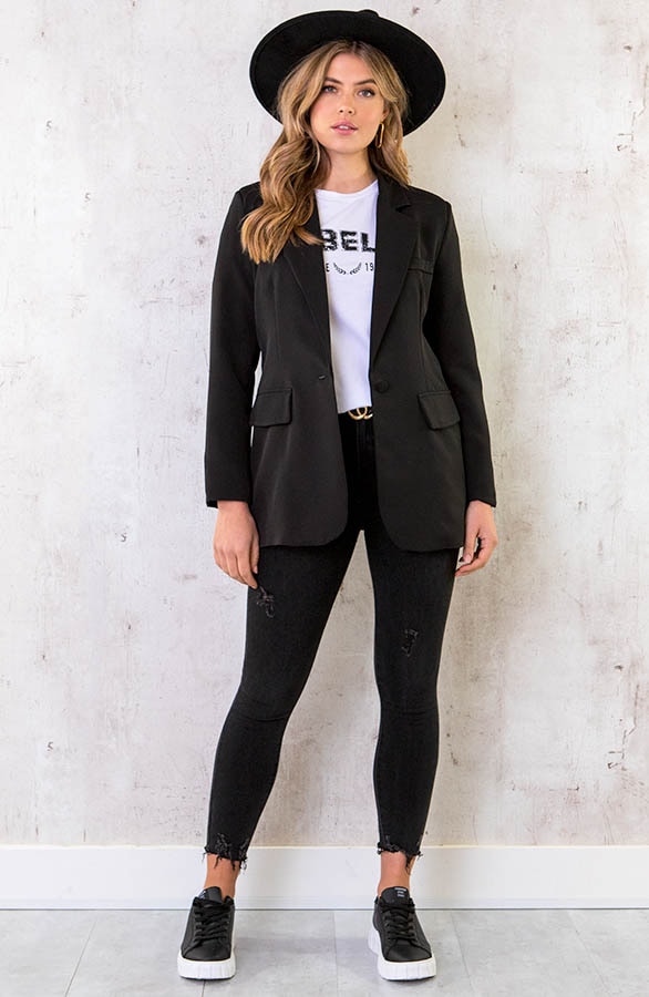 Oversized Fashion Blazer Zwart – shoparchief, foto 6