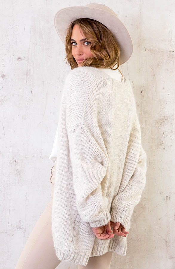 Oversized Knitted Vest Beige Gemeleerd – shoparchief, foto 4