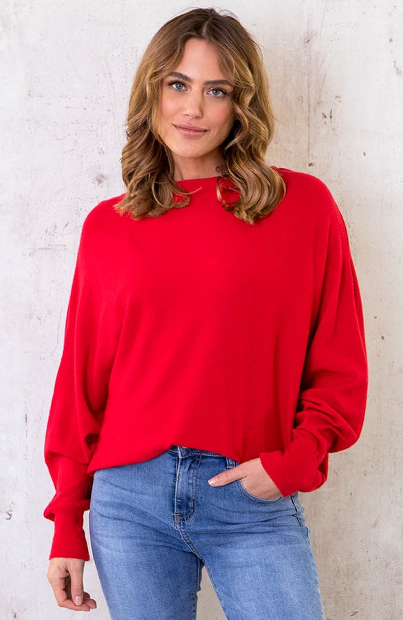 Oversized Soft Pullover Rot, Shoparchiv