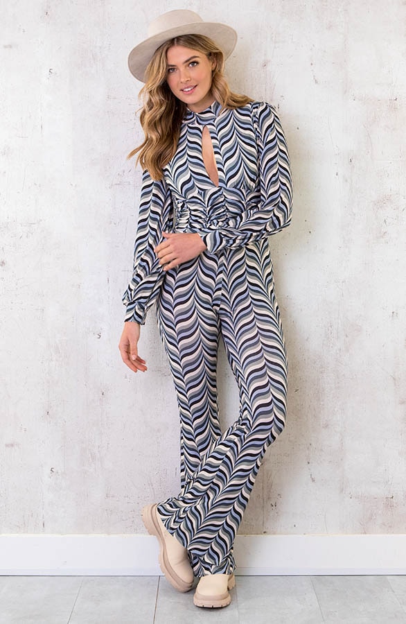 Retro Print Jumpsuit Blauw – shoparchief, foto 5