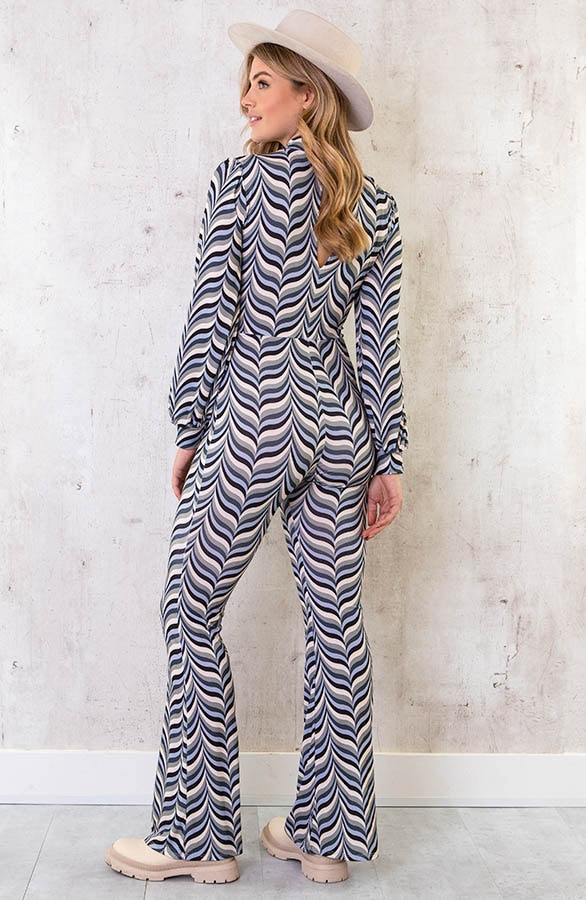 Retro Print Jumpsuit Blauw – shoparchief, foto 3