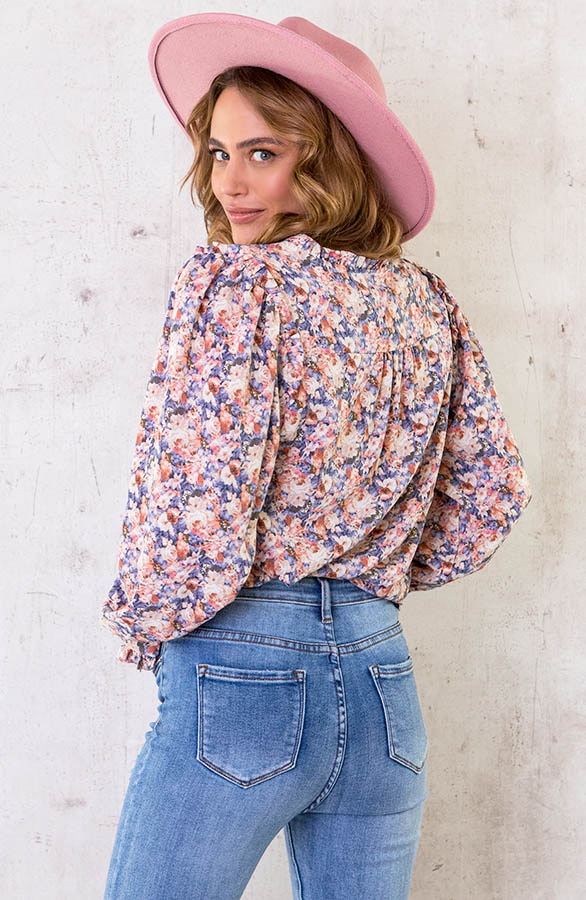 Rozen V-hals Blouse Dust Koraal – shoparchief, foto 4