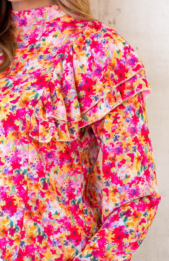 Ruffle Bloemen Blouse Multicolor – shoparchief, foto 5