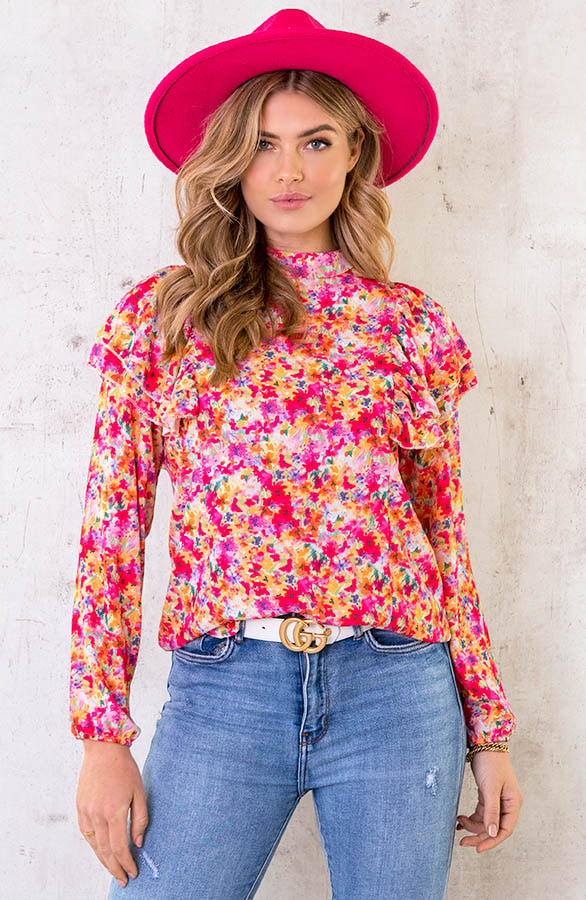 Ruffle Bloemen Blouse Multicolor – shoparchief