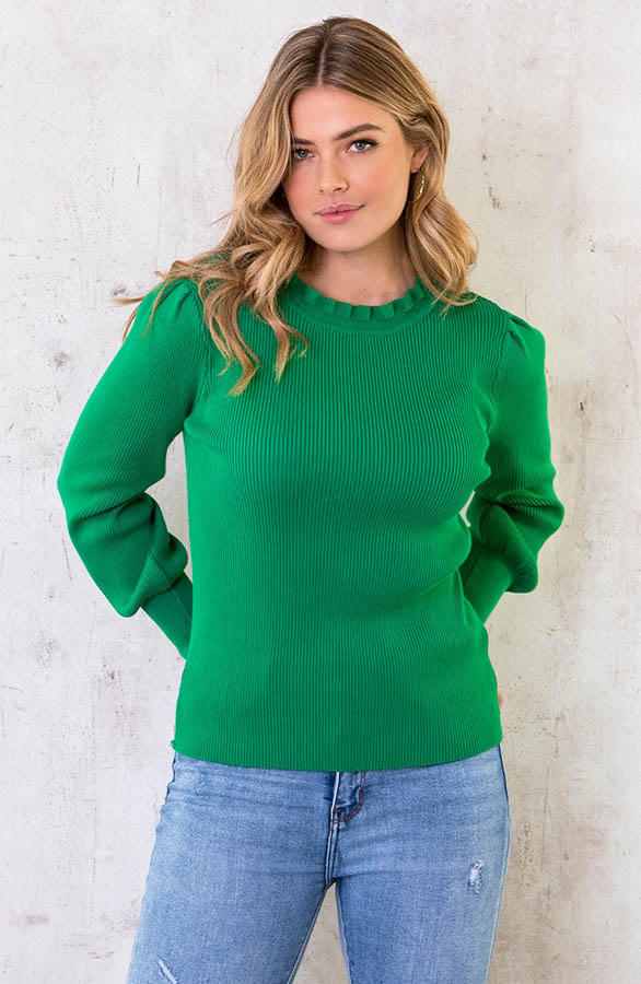 Ruffle Knopen Longsleeve Groen – shoparchief, foto 9