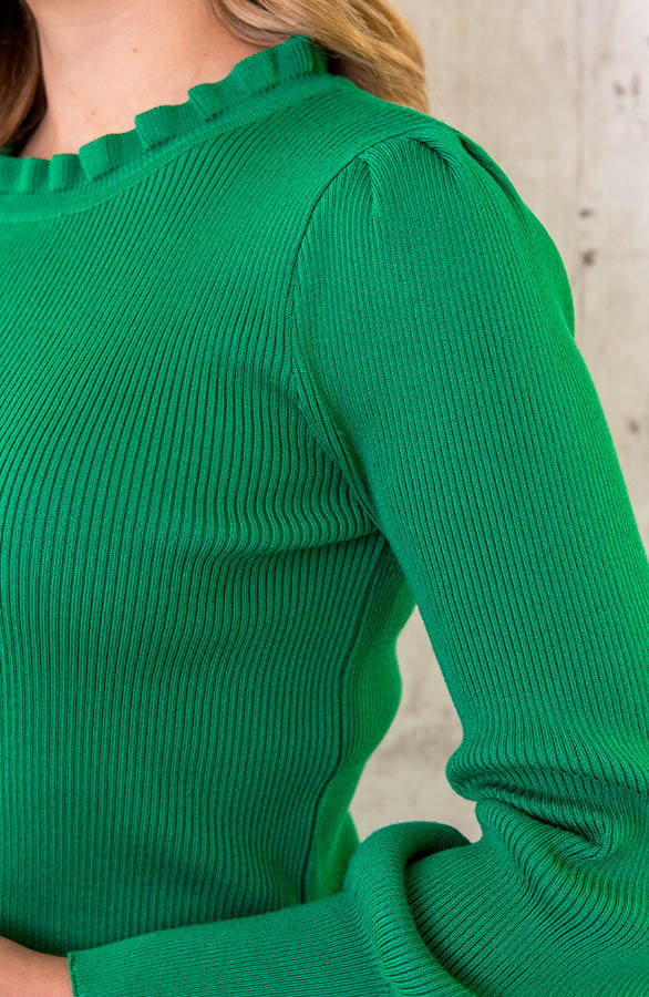 Ruffle Knopen Longsleeve Groen – shoparchief, foto 12