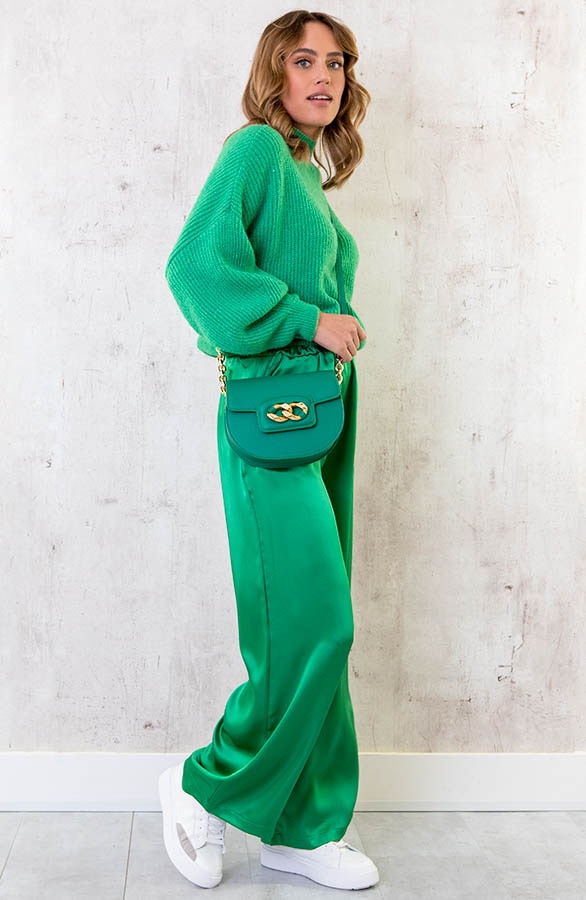 Satijnen Palazzo Broek Bright Green – shoparchief, foto 7