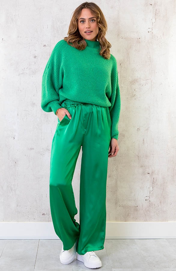 Satijnen Palazzo Broek Bright Green – shoparchief, foto 6