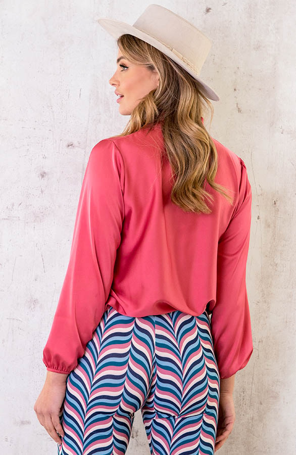 Satijnen Strik Blouse Dust Roze – shoparchief, foto 4