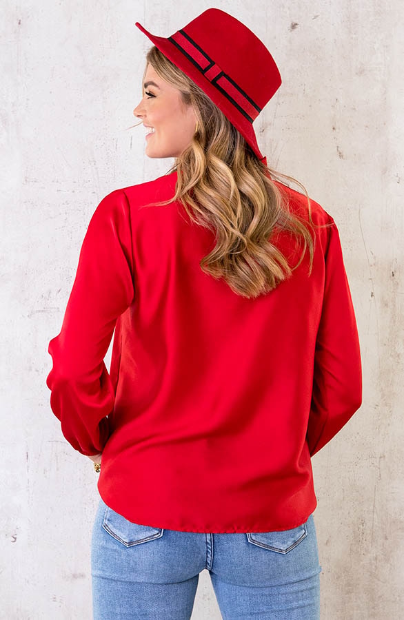 Satin Schleifen Bluse Rot, Shoparchiv, Foto 4