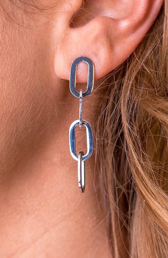 Schakel oorbellen Zilver – shoparchief, foto 2