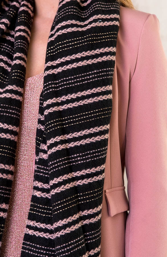 Sjaal Met Strepen Zwart Roze – shoparchief, foto 6