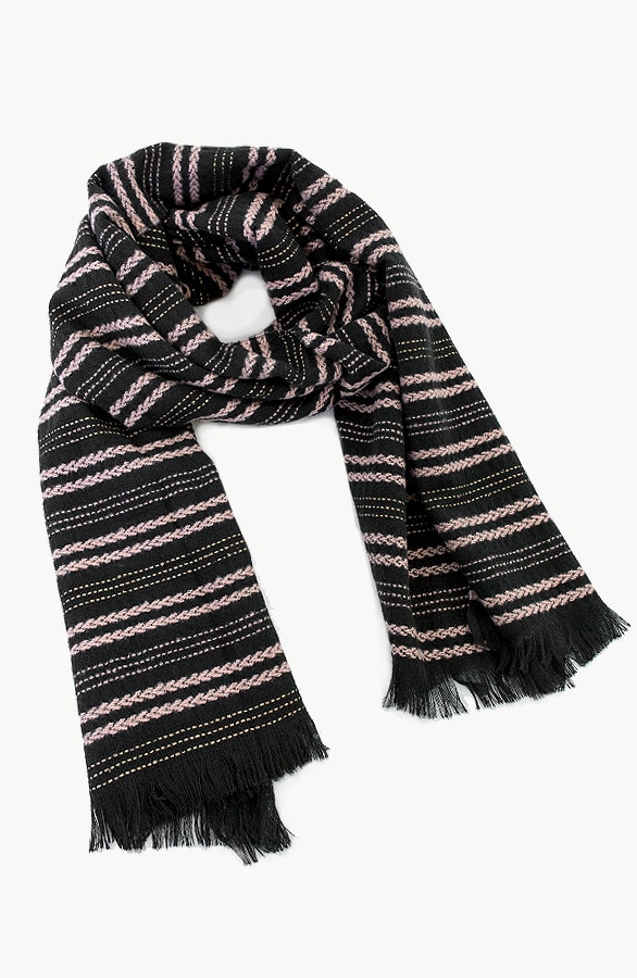 Sjaal Met Strepen Zwart Roze – shoparchief, foto 3