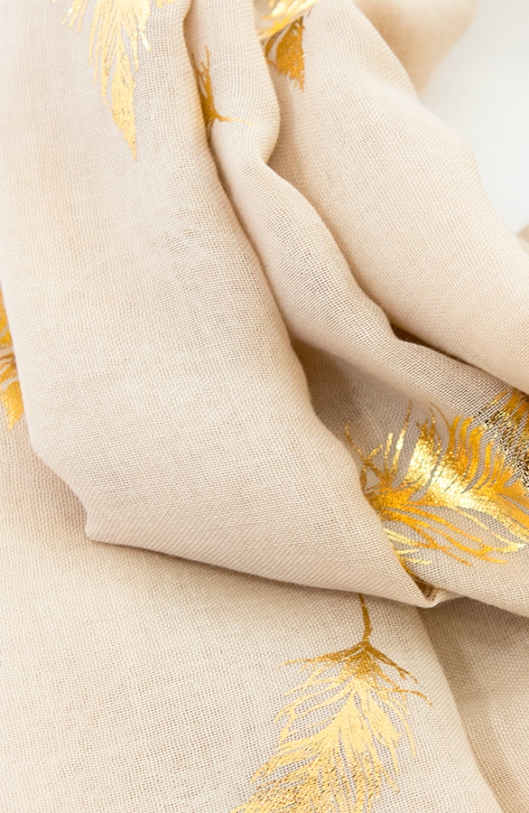 Sjaal Met Veren Taupe – shoparchief, foto 4