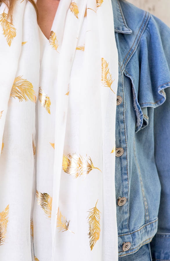 Sjaal Met Veren Wit – shoparchief, foto 6