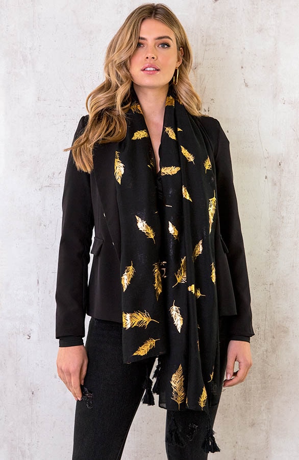 Sjaal Met Veren Zwart – shoparchief
