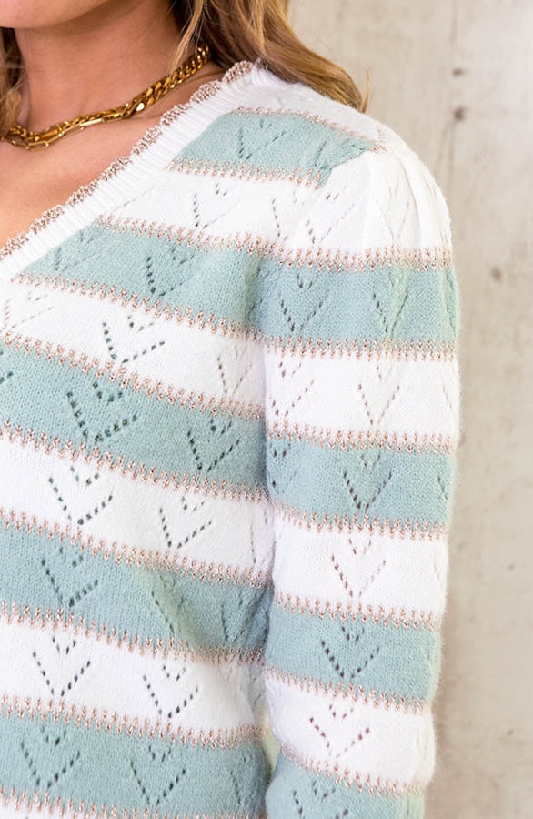 Strepen Lurex Patroon Trui Mint – shoparchief, foto 5