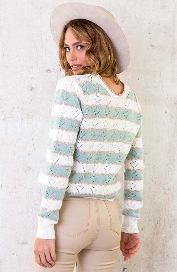 Strepen Lurex Patroon Trui Mint – shoparchief, foto 4