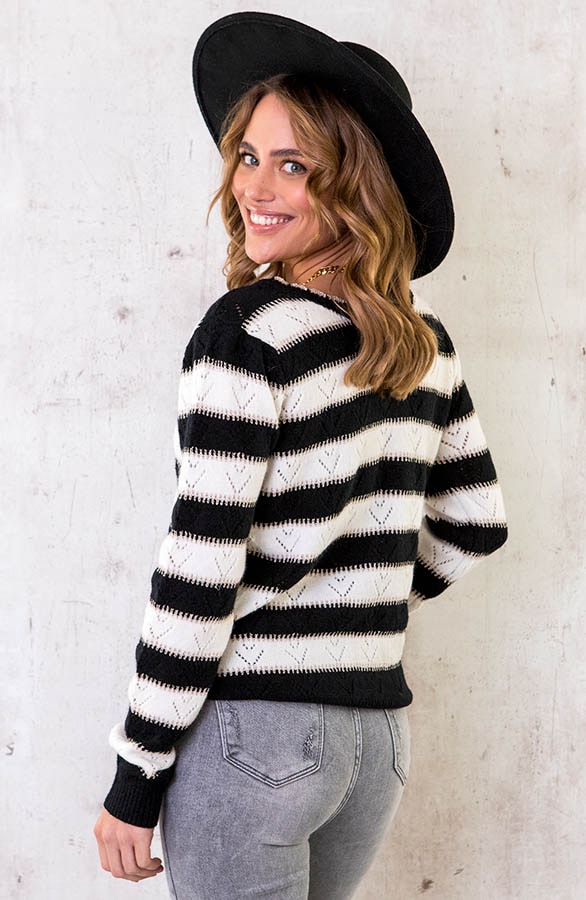 Strepen Lurex Patroon Trui Zwart – shoparchief, foto 4