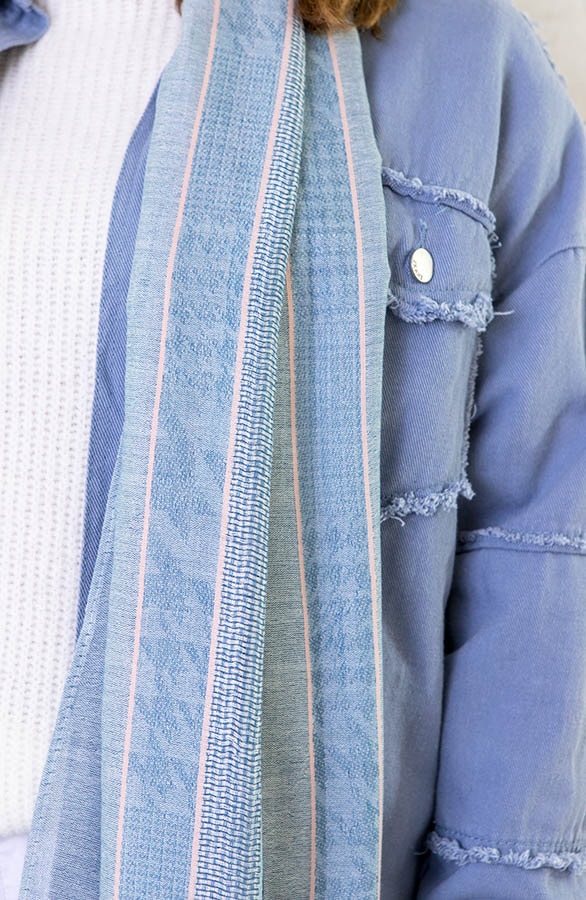 Strepen Sjaal Jeansblauw Roze – shoparchief, foto 2