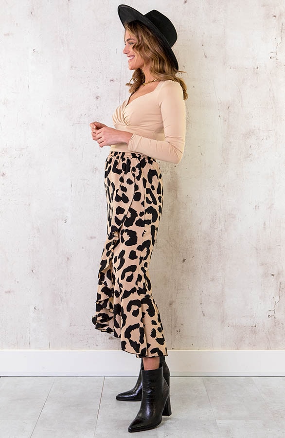 Panterprint Overslag Midi Rok Beige – shoparchief, foto 5