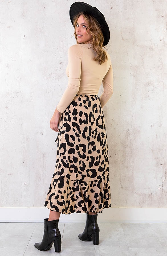 Panterprint Overslag Midi Rok Beige – shoparchief, foto 6