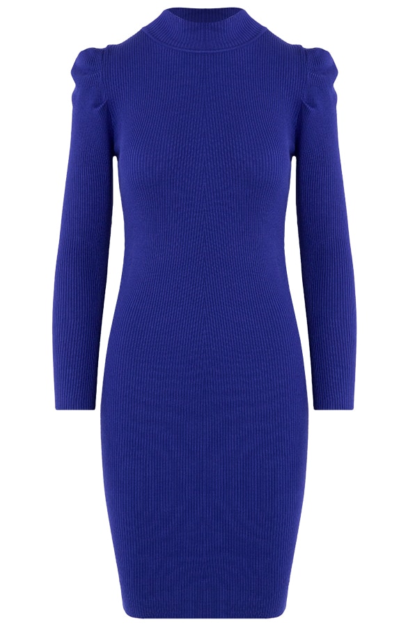 Stretch Pofmouwen Jurk Kobalt – shoparchief