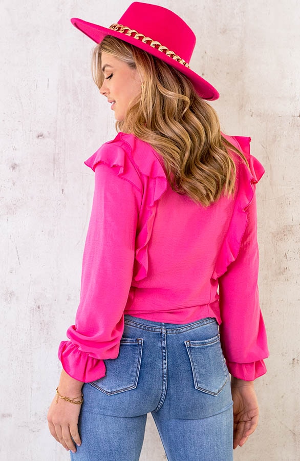 Blouse Met Ruches Fuchsia – shoparchief, foto 4