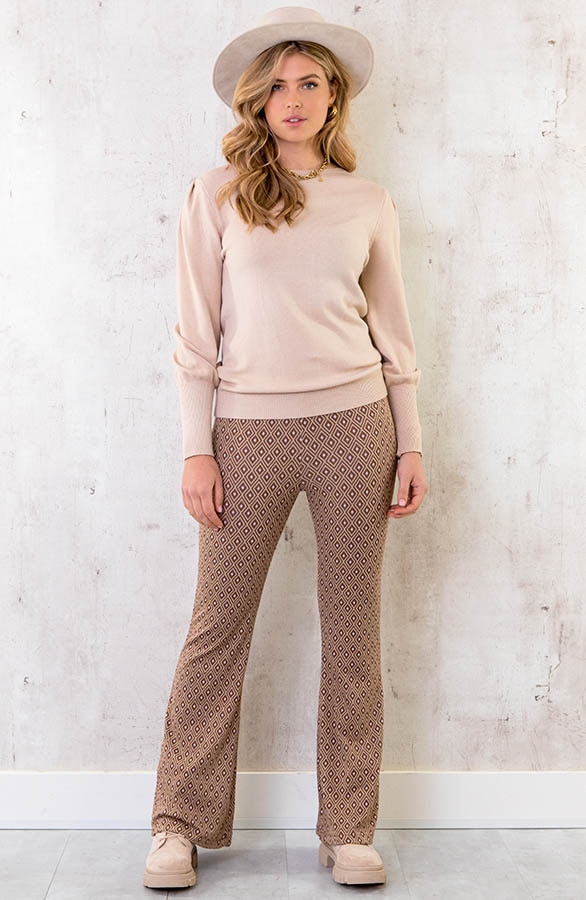 Flared Broek Retro Ruit Camel – shoparchief, foto 4