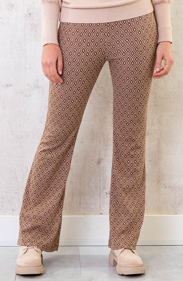 Flared Broek Retro Ruit Camel – shoparchief