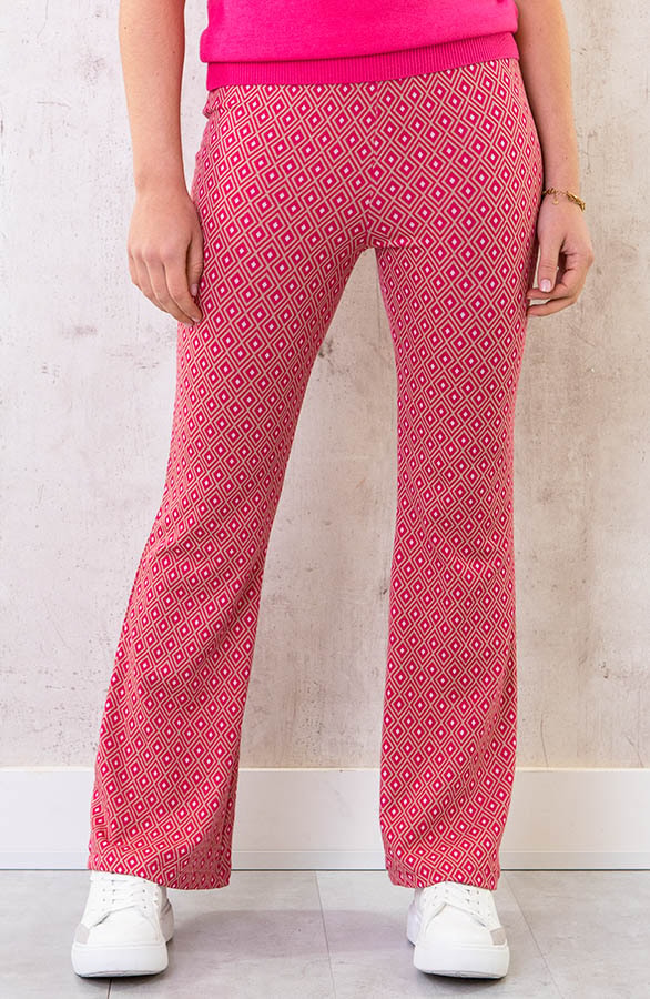Flared Broek Retro Ruit Fuchsia – shoparchief