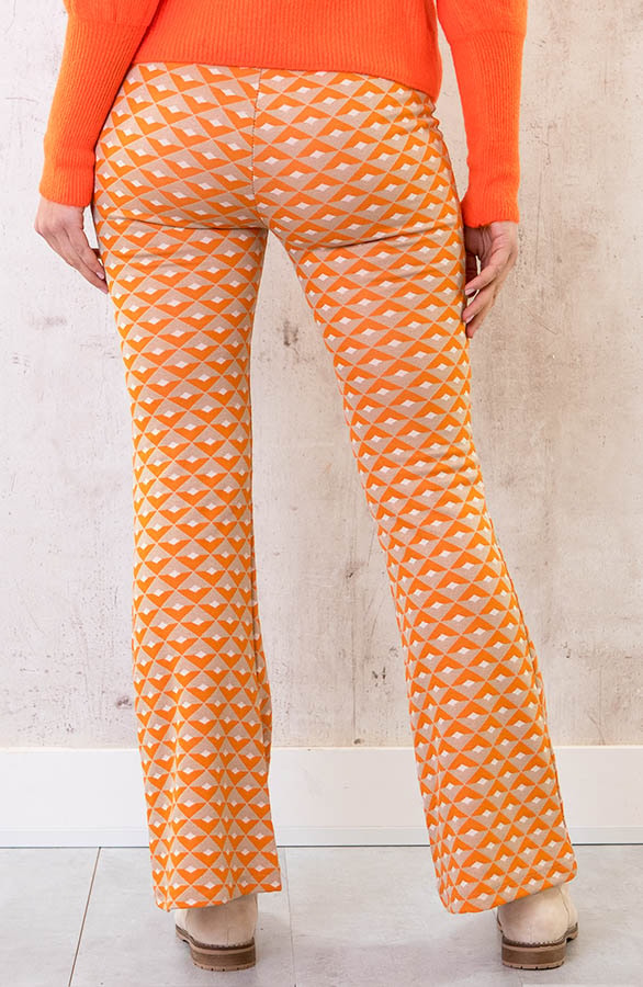Flared Broek Retro Ruit Oranje – shoparchief, foto 4