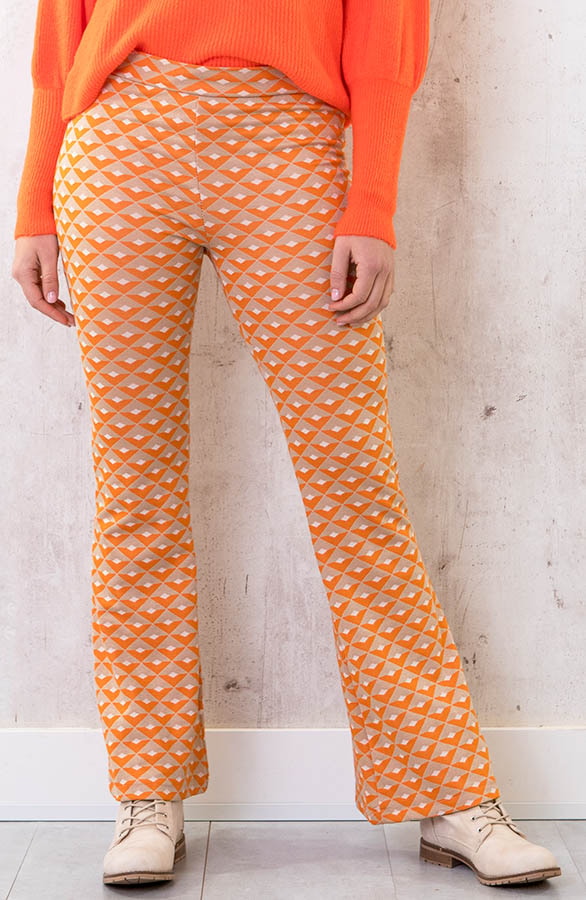 Flared Broek Retro Ruit Oranje – shoparchief, foto 2