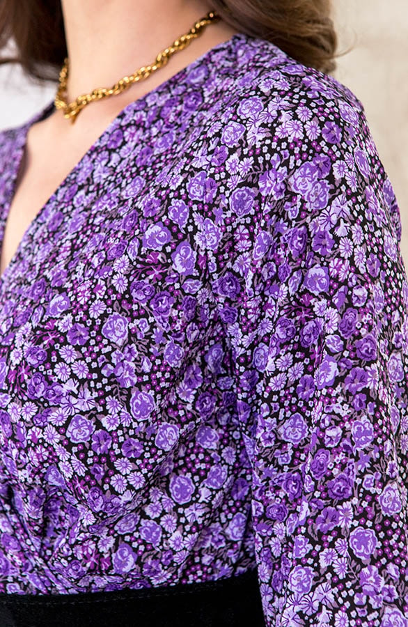 Flower Overslag Jurk Lila – shoparchief, foto 5