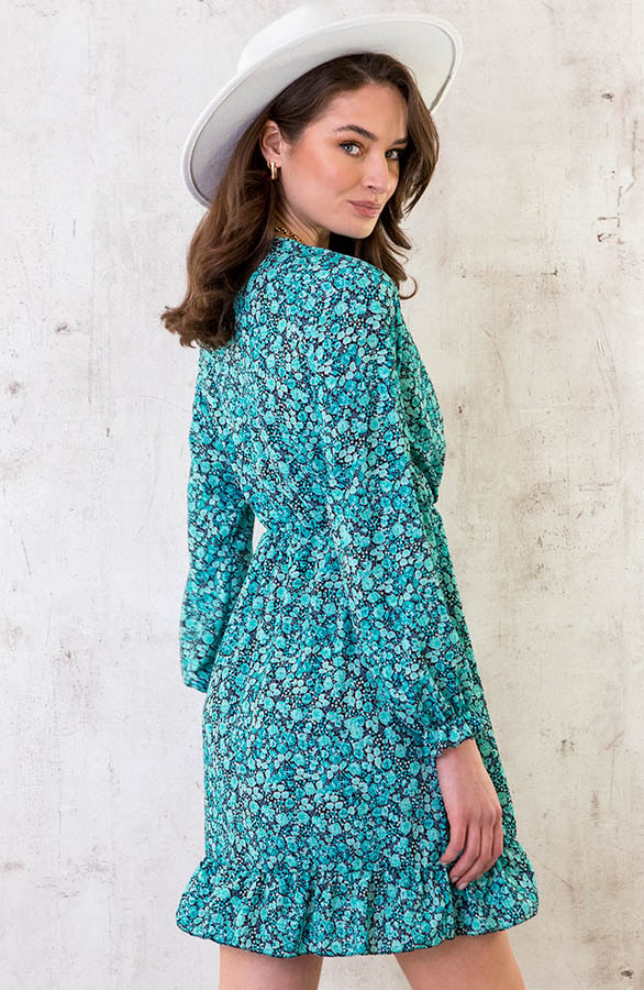 Flower Overslag Jurk Mint – shoparchief, foto 5