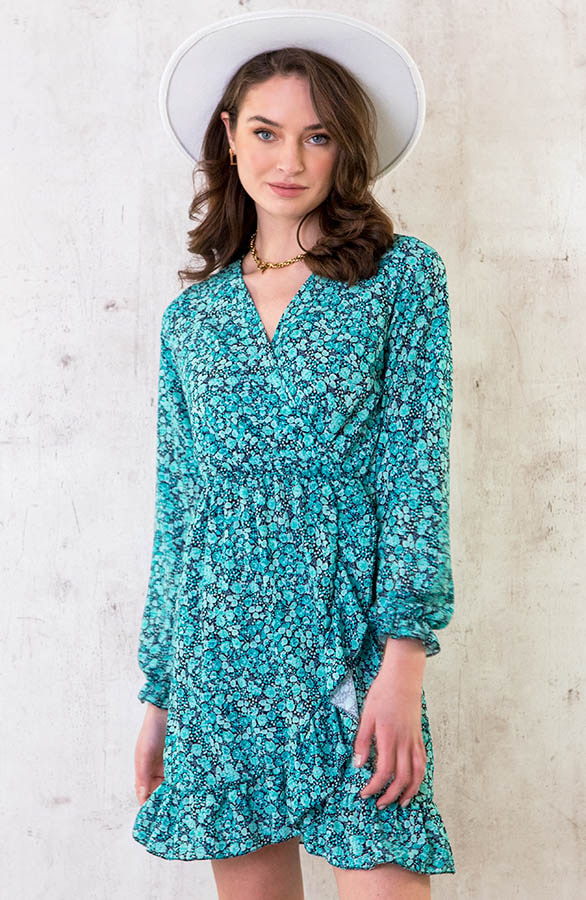 Flower Overslag Jurk Mint – shoparchief, foto 2