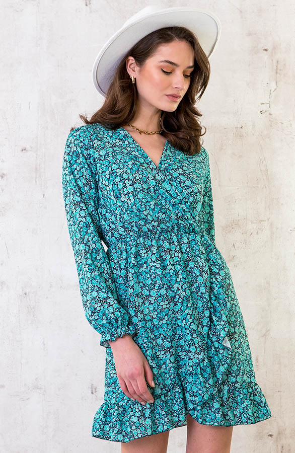 Flower Overslag Jurk Mint – shoparchief, foto 3