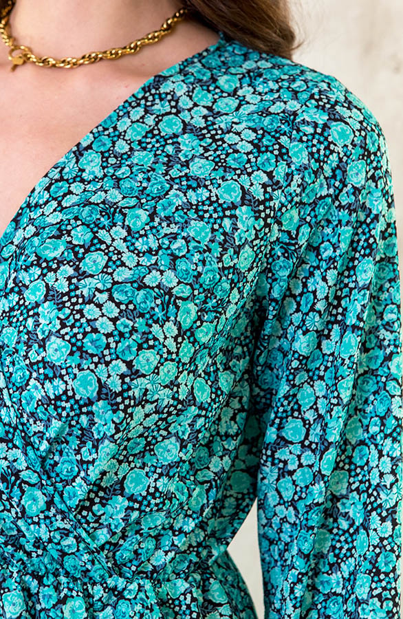 Flower Overslag Jurk Mint – shoparchief, foto 7